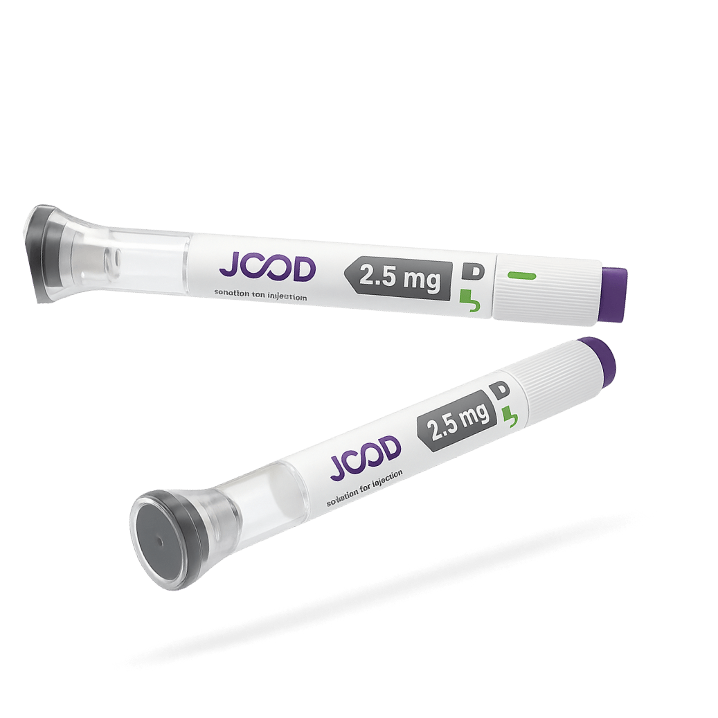 Jood Mounjaro injection pen on a lavender background